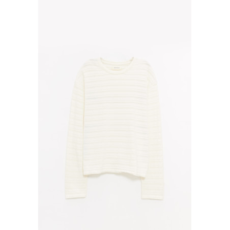 MFPEN OFF WHITE STRIPE ROUND NECK SWEATER